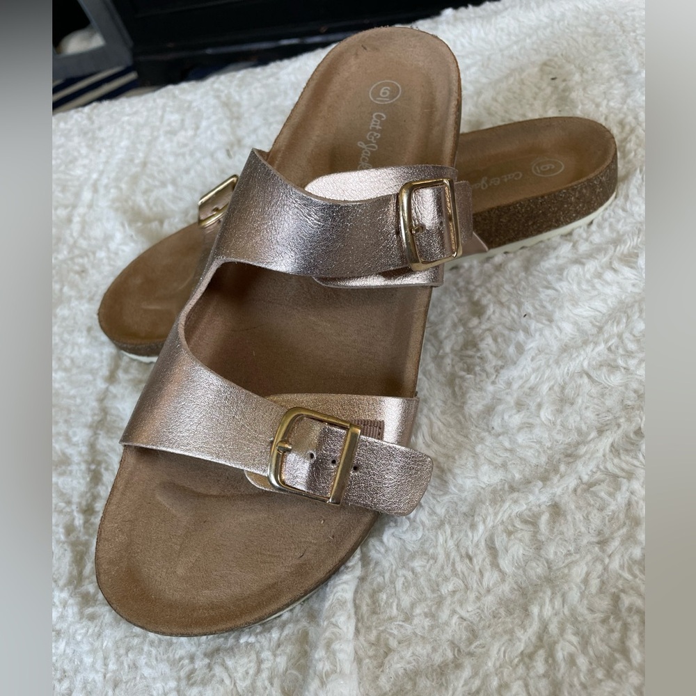 Girls, cat & Jack, size 6. Summer, sandal, slide, beach, vacation, pool, dressy